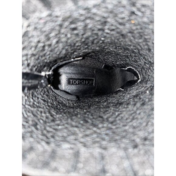 Topshop Women’s Solid Black Textured Pointed Toe Block Heel Sock Booties Boots 8 - Picture 7 of 7